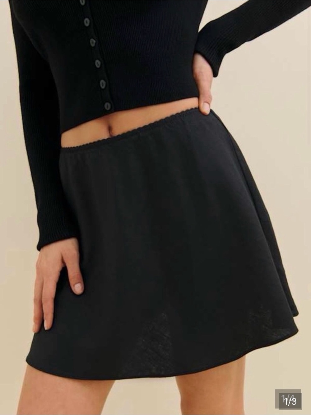 NWT Reformation Brandy Linen Skirt XL Black